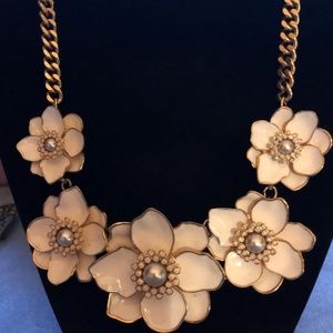 Joan Rivers Floral Statement Necklace - White